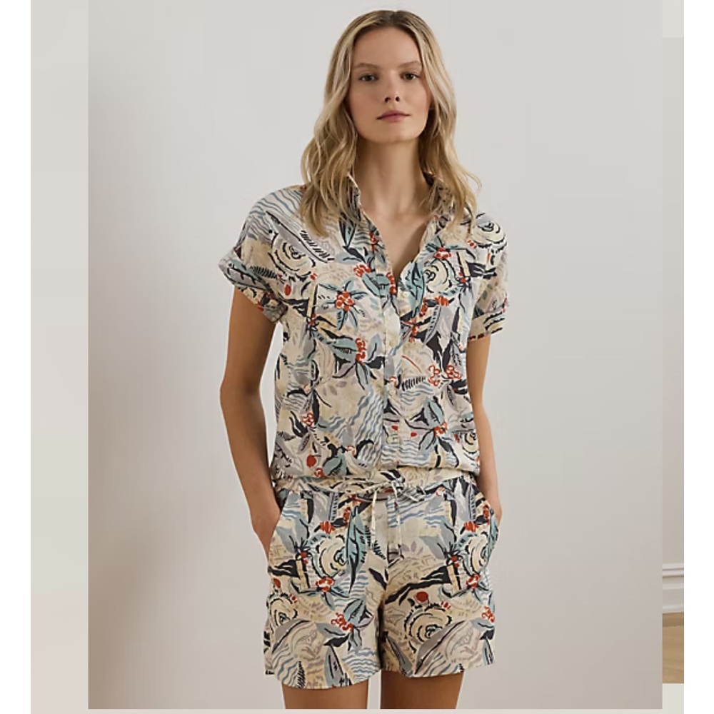 NWT Lauren Ralph Lauren Relaxed Fit Print Short-Sleeve Shirt
